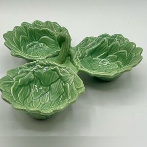 John Derian x Target Tri Serving Bowl Green Artichoke Stoneware New